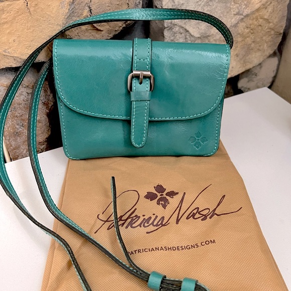 Patricia Nash Bags Patricia Nash Torri Leather Aqua Crossbody Bag